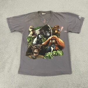 Busch Gardens Shirt Men L Gray Tampa Bay FL Animal Graphic Print Cotton Tee